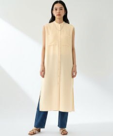 UNFILO シアーサテン ロングシャツワンピース