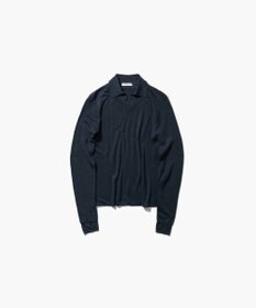ATON SILK BLENDED CIRCULAR RIB | クルー＆ポロレイヤードプルオーバー