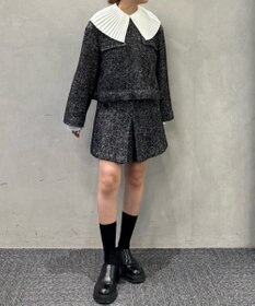 #Newans 【セットアップ可能】裏地キュロットツイードスカート