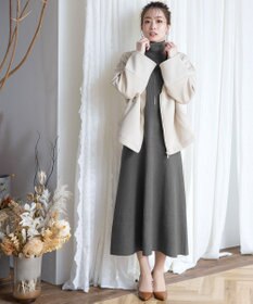 Tiaclasse 【洗える】大人上品なニットカーデ＋ワンピースセット