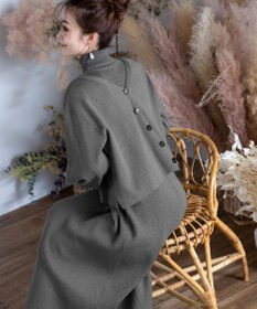 Tiaclasse 【洗える】大人上品なニットカーデ＋ワンピースセット