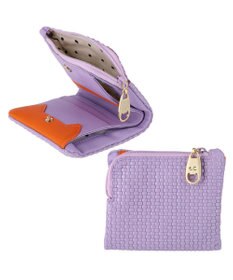 tsumori chisato CARRY エンボスメッシュ 2つ折り財布 スリムタイプ 猫ステッチ