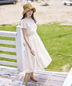 Tiaclasse 【洗える】花柄ボウタイフレアワンピース