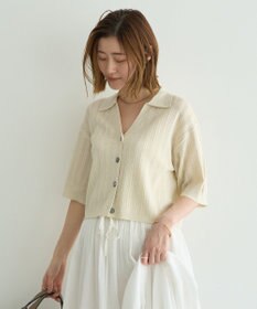 YECCA VECCA ストライプメッシュニットカーディガン