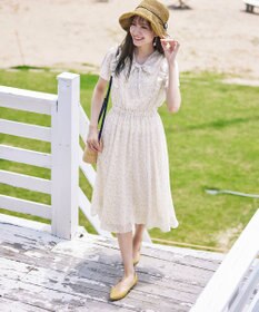 Tiaclasse 【洗える】花柄ボウタイフレアワンピース