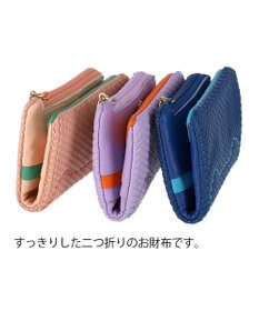 tsumori chisato CARRY エンボスメッシュ 2つ折り財布 スリムタイプ 猫ステッチ