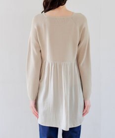 Tiaclasse L 【洗える】ヴィンテージサテンドッキングニットチュニック