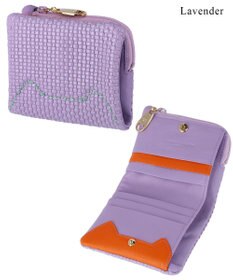 tsumori chisato CARRY エンボスメッシュ 2つ折り財布 スリムタイプ 猫ステッチ