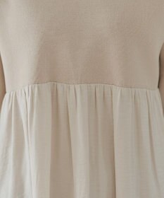 Tiaclasse L 【洗える】ヴィンテージサテンドッキングニットチュニック