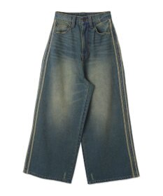 WEGO サイドラインワイドデニムパンツ