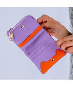 tsumori chisato CARRY エンボスメッシュ 2つ折り財布 スリムタイプ 猫ステッチ
