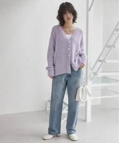 WEGO 【ANGIE VINTAGE】リボンヤーンVネックニットカーディガン