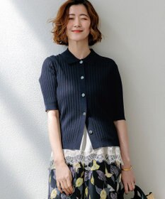 23区 【先行予約】ワイドリブ 五分袖 ポロニット