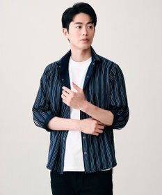 JOSEPH ABBOUD 【2WAY・リバーシブル・七分袖】リバーシブルストライプ シャツ