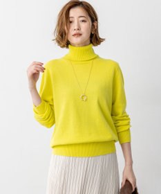23区 【滝沢眞規子さん着用/Oggi掲載/洗える】ピュアカシミヤ タートルネック ニット イエロー系