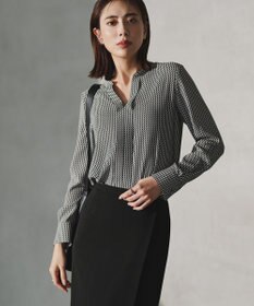 ICB L 【新色追加・WEB限定】BackSatinAmunzen キーネックブラウス