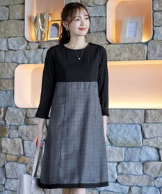 Tiaclasse 【洗える】チェックコンビエンパイアワンピース