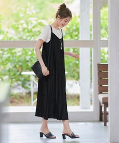 Tiaclasse 【2点セット・洗える】変形プリーツキャミワンピース＆Tシャツ