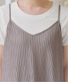 Tiaclasse 【2点セット・洗える】変形プリーツキャミワンピース＆Tシャツ