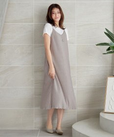 Tiaclasse 【2点セット・洗える】変形プリーツキャミワンピース＆Tシャツ