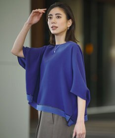 ICB 【WEB限定カラーあり】 FluidBackSatin クロップドブラウス ロイヤルブルー