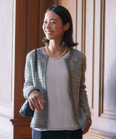 J.PRESS LADIES 【洗える】TWEED KNIT カーディガン