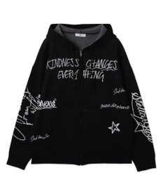 WEGO ジャガードグラフィックニットZIPパーカー