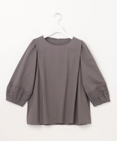 自由区 【洗える】テンセルコットンエンブロイダリープルオーバー ブラウス