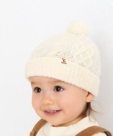 MIKI HOUSE HOT BISCUITS 【42-52cm】 ぼん天付きケーブル編みのニット帽子