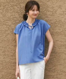 23区 【WEB&一部店舗限定】ライトタンブラー ギャザー フリル ブラウス