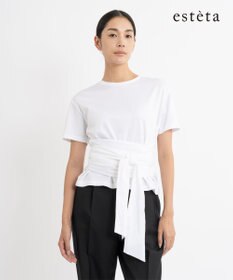 23区 L 【エステータ】スーピマシングルジャージー サッシュデザイン カットソー