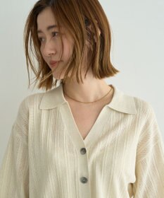 YECCA VECCA ストライプメッシュニットカーディガン