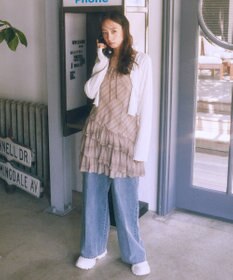 earth music&ecology フロントリボンチェックミニキャミワンピース