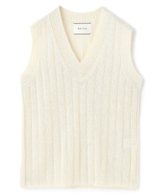 BEIGE， OPTICAL /  ペーパーヤーン Vネックリブニット