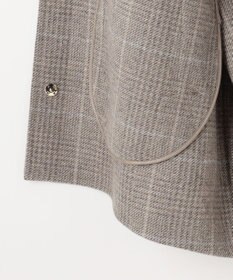 自由区 L 【17号サイズまで展開・カタログ掲載】ウールリバーチェック柄ノーカラー コート