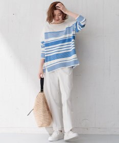 23区 【洗える】コットンサテンストレッチ テーパードパンツ