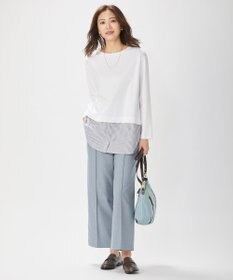 J.PRESS LADIES 【洗える】T/Rシャークスキン セミワイド パンツ