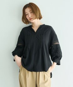 YECCA VECCA レース切替スキッパーブラウス