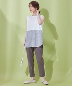 ANY レイヤード布帛ドッキングタンクトップ