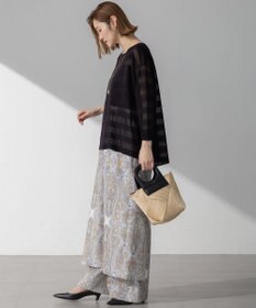 23区 【洗える】Rattiドローイングペイズリープリント ワイド パンツ