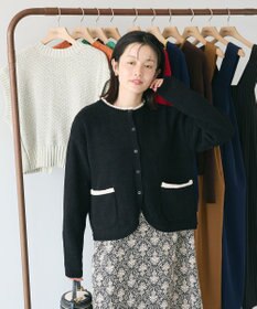 CRAFT STANDARD BOUTIQUE キナリノコラボ/洗える配色モールニットカーディガン/24AW