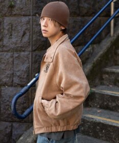 WEGO 【ユニセックス着用ITEM/MLサイズ展開】フェイクスウェードロゴスウィングトップ