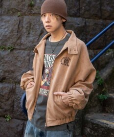 WEGO 【ユニセックス着用ITEM/MLサイズ展開】フェイクスウェードロゴスウィングトップ