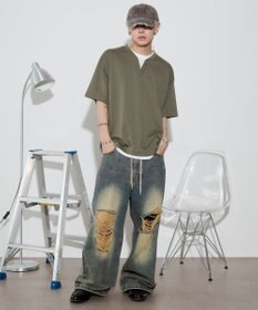 WEGO 【ユニセックス着用ITEM】キーネックフェイクレイヤードT（SS）