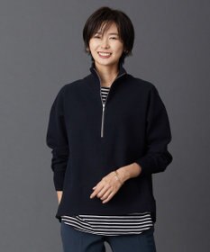 J.PRESS LADIES L ニードルパンチ ハーフジップ カットソー