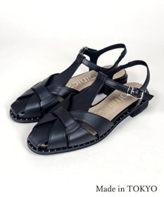 Dominic3 スタッズピース レザーケージサンダル