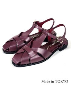 Dominic3 スタッズピース レザーケージサンダル