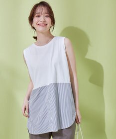 ANY レイヤード布帛ドッキングタンクトップ