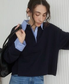 WEGO 【ANGIE VINTAGE】シャツ襟 ドッキング　フェイクレイヤード ニット トップス