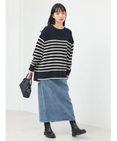 earth music&ecology ウォッシャブル脇スリットクルーネックプルオーバー